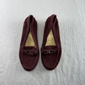 Coach Burgundy Fortunata Suede Driving Moccasin Flats Women's Sz 8.5B